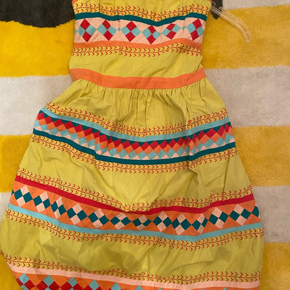 Patchwork Geometric Strapless Dress. Unique! - image 1